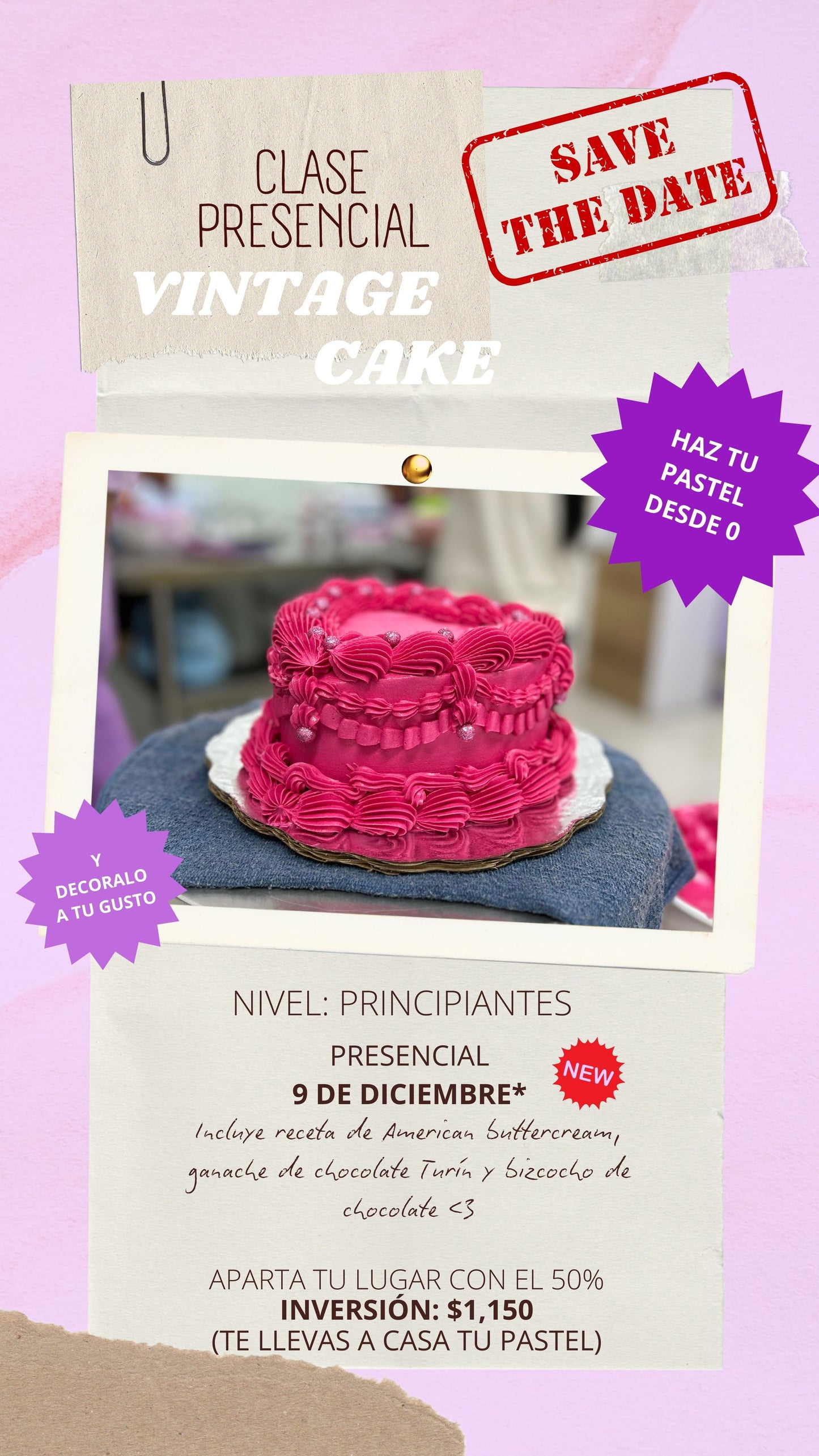 CLASE PRESENCIAL DESDE 0 (Vintage Cake)